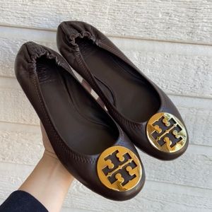 Tory Burch Reva Miller Leather Mini Ballet Flats sz. 8.5